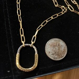 Elegant Gold and  White Gold T lock  Necklace 18 K real Gold nwt